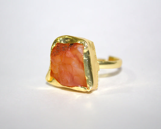 Coral Ember Raw Stone Ring