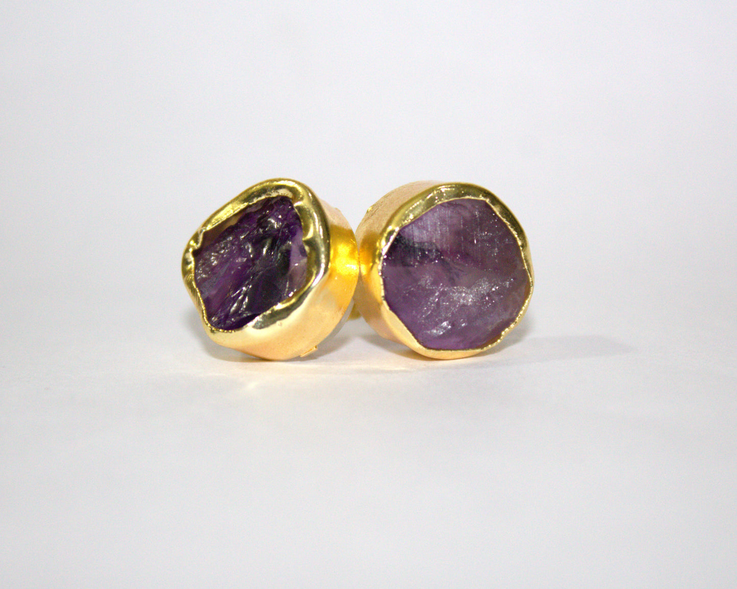Amethyst Raw Stone Stud Earrings