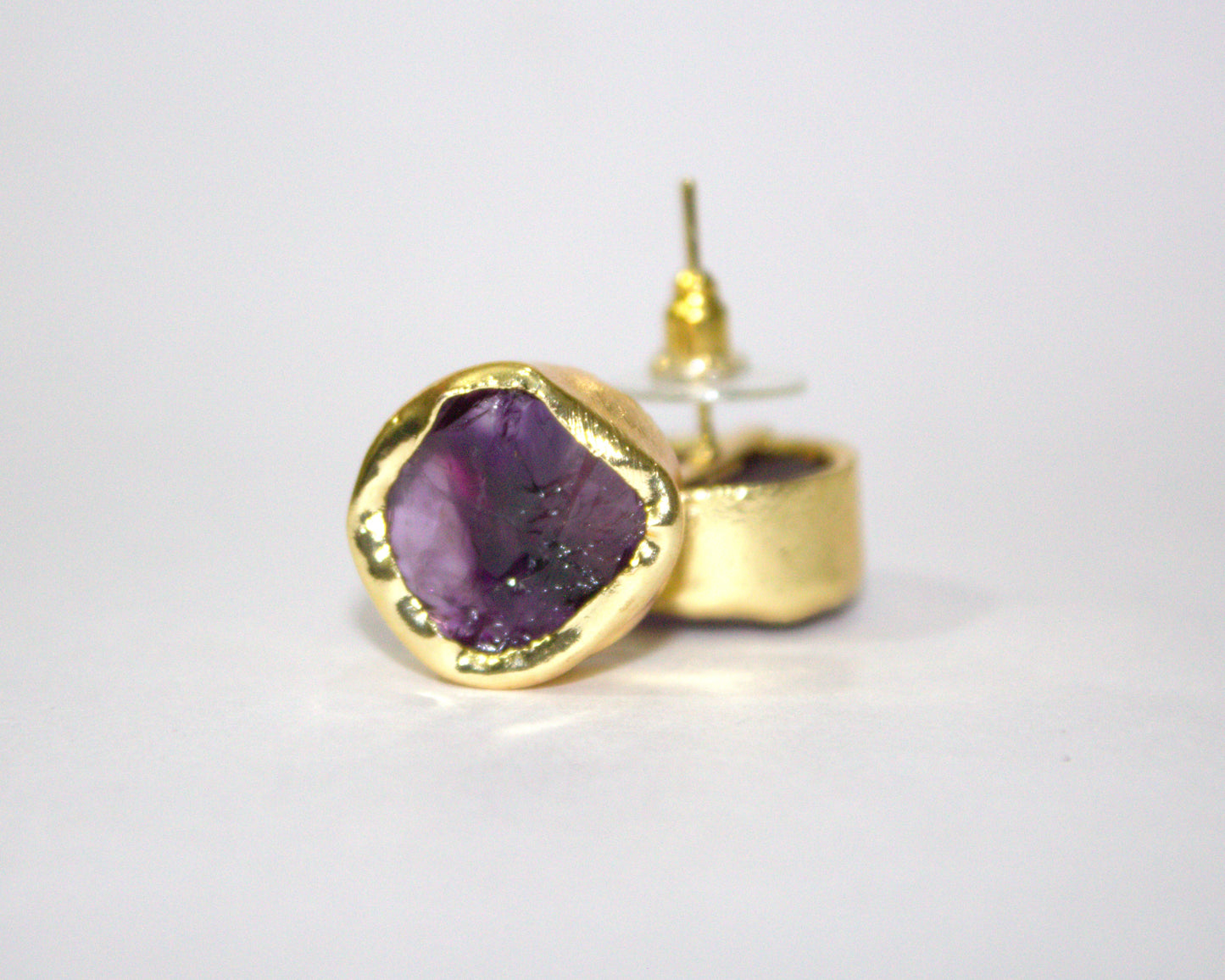 Amethyst Raw Stone Stud Earrings