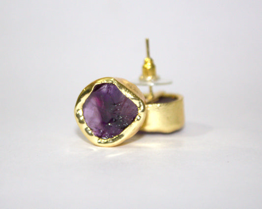 Amethyst Raw Stone Stud Earrings