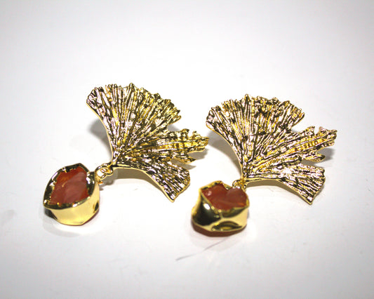 Ginkgo Flame Stone Earrings