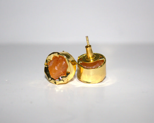 Amber Glow Raw Stone Studs